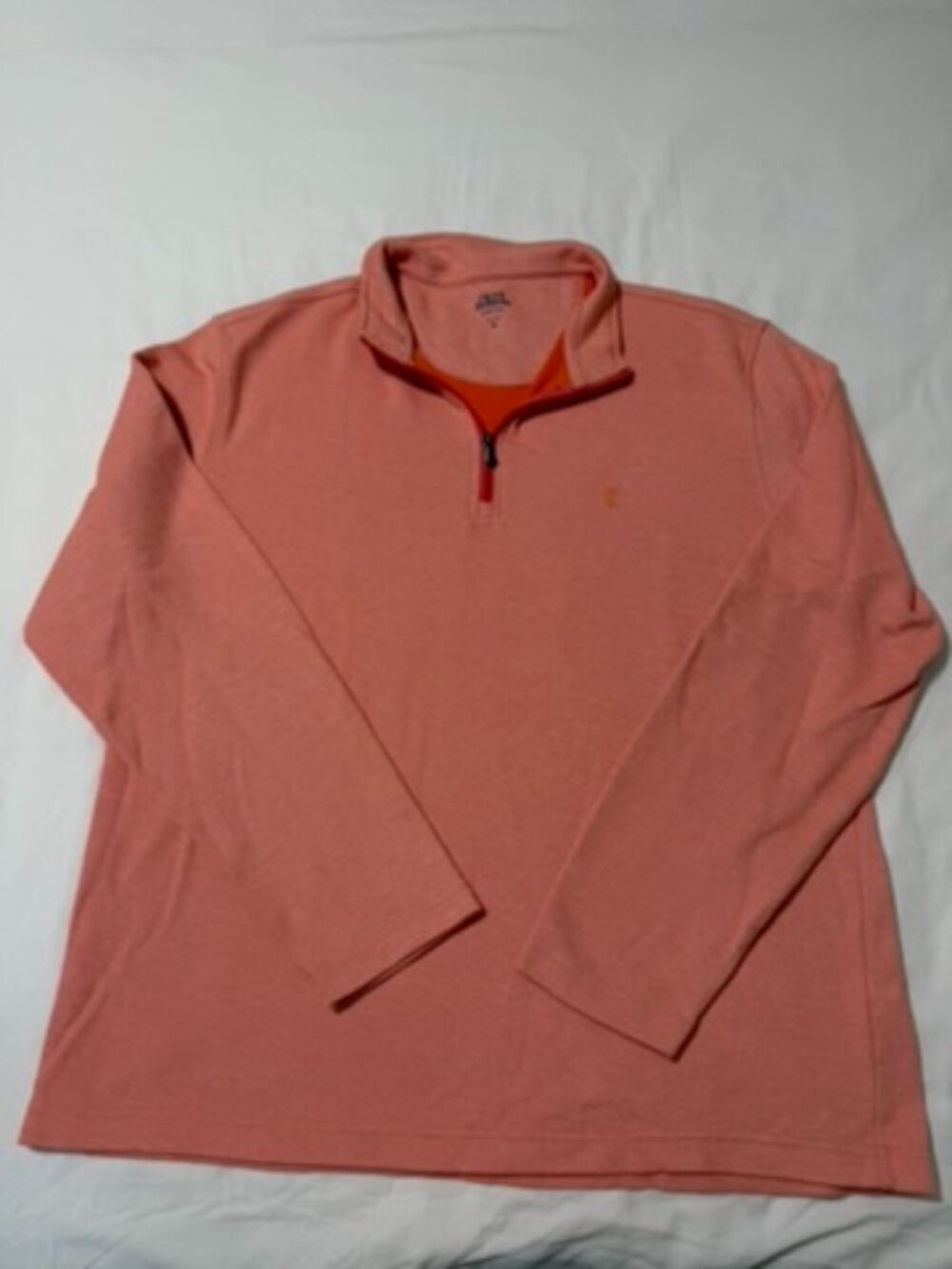 IZOD Saltwater Quarter Zip Pullover Mens XL Coral Heather Cotton Blend